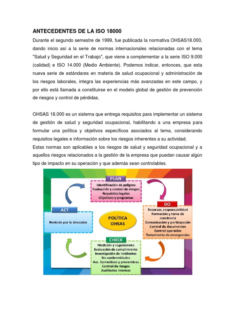 Antecedentes De La Iso 18000 Pdf Business Bienestar