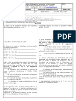 Avaliação de Matemática sobre Sequências Numéricas, PA e PG