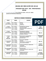Cronograma de Ubicación de Aulas para Exámenes Finales M2 2019 - 1B - 1