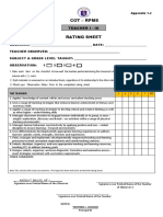 Cot - Rpms DAT Rating Sheet: Teacher I - Iii