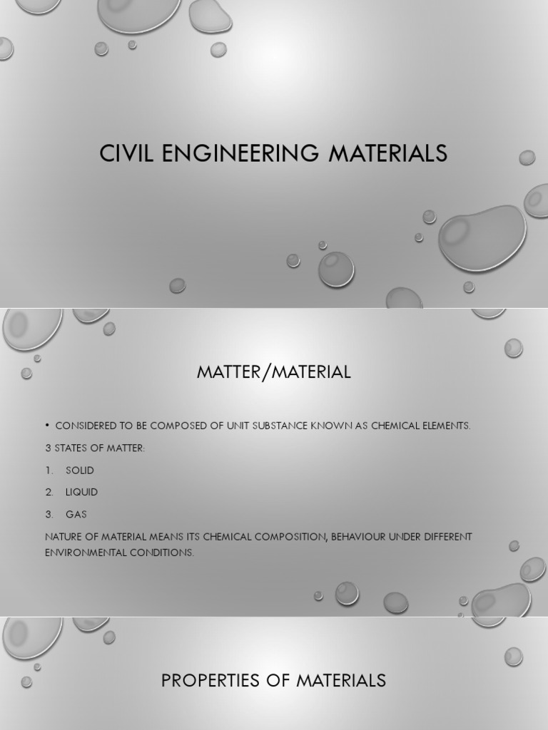 Civil Engineering Materials Overview | PDF