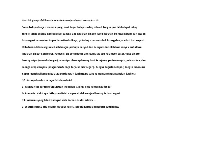 Bacalah Paragraf Di Bawah Ini Untuk Menjawab Soal Nomor 9