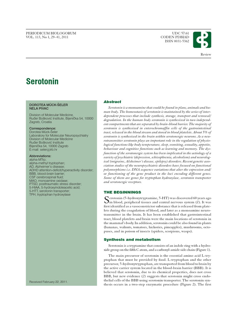 Understanding Serotonin's Role in Health | PDF | Serotonin ...
