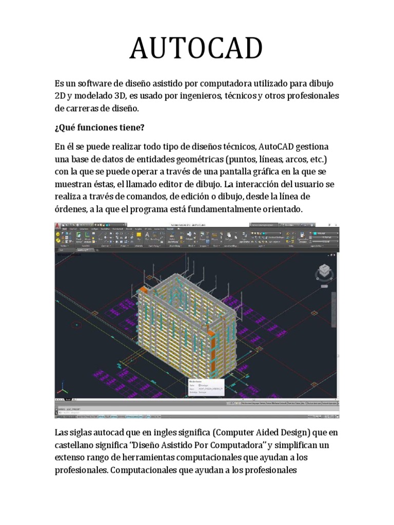 Significado y funciones de AutoCAD | PDF | Cad automático | Diseño ...