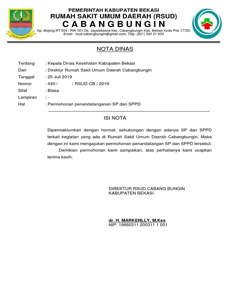 Nota Dinas Permohonan Penandatanganan | PDF
