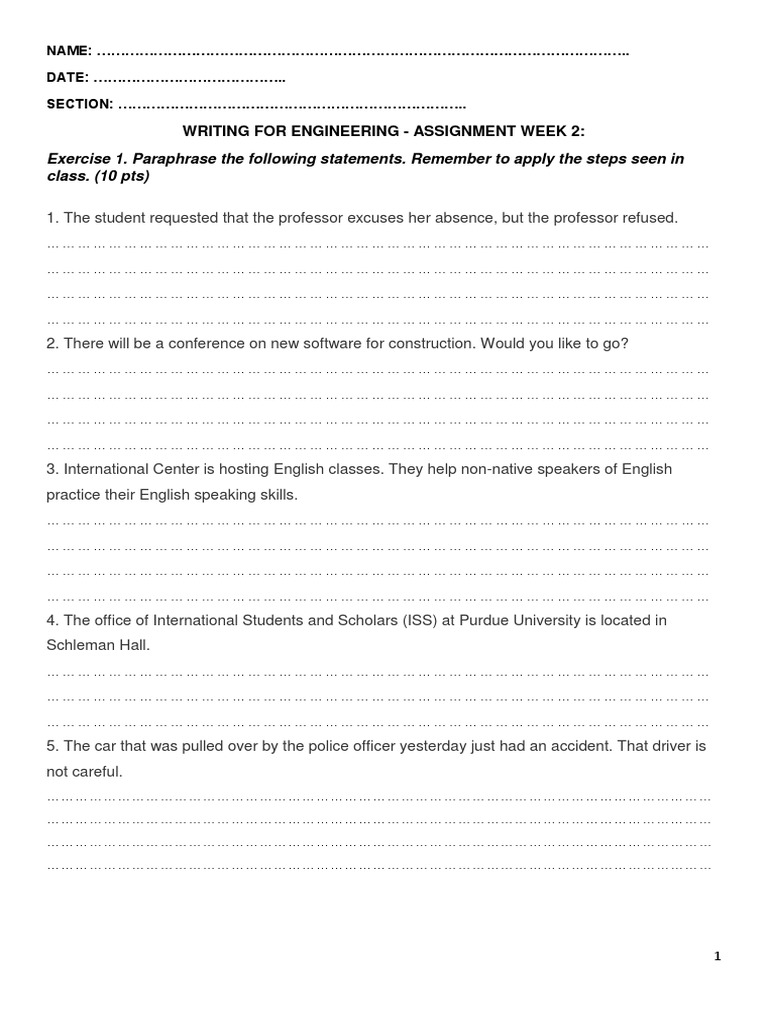 Engineering Writing Assignment Guide | PDF | Career & Growth
