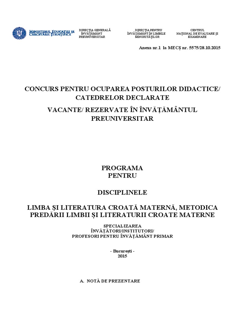 Programa Tit Invatori Lb Croata 2015