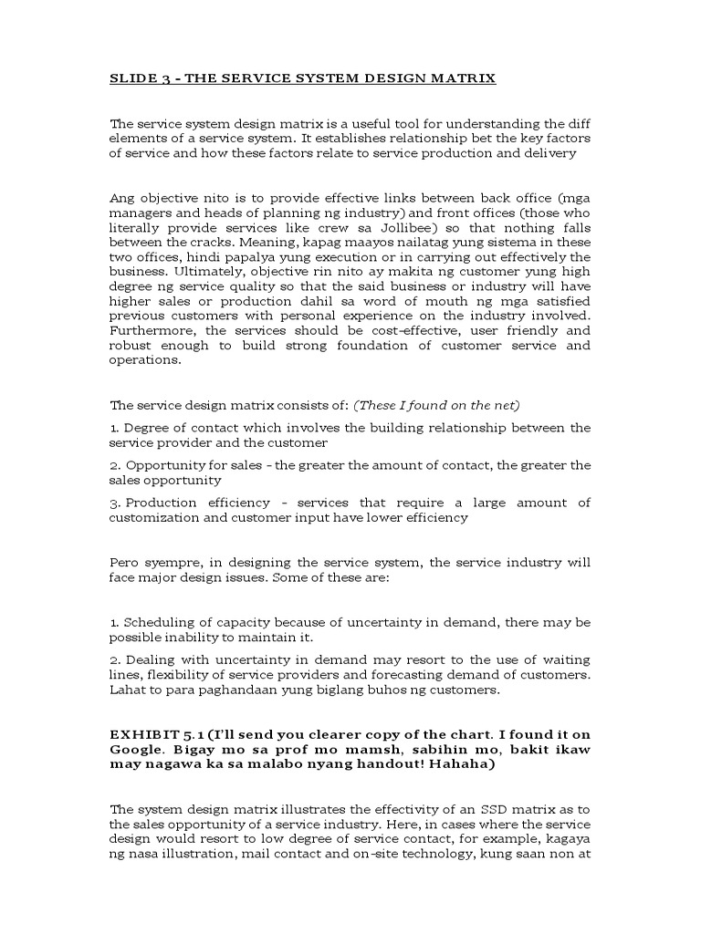 Slide 3 The Service System Design Matrix PDF Business Economies
