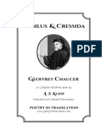 Troilus and Cressida, Chaucer & A. S. Kline