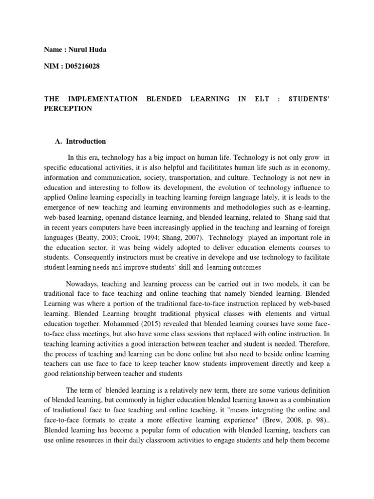 Students' Perceptions of Blended Learning in ELT | PDF | Educational ...