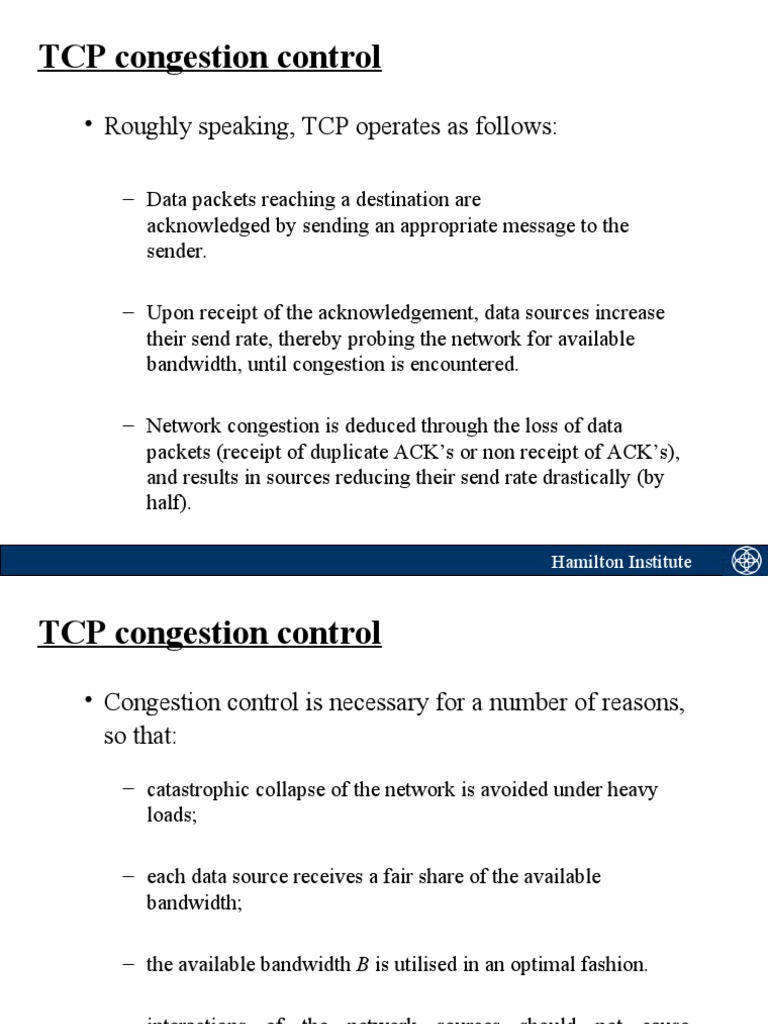 TCP Congestion Control Explained | PDF | Network Congestion ...