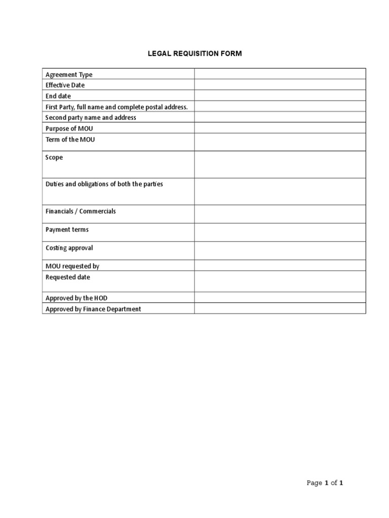 Legal Requisition Form Template | PDF