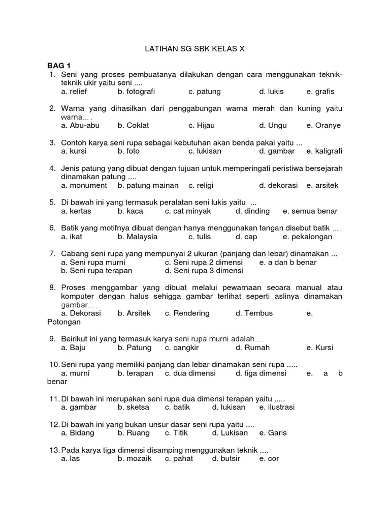 Sg Sbk Sma 10 1 Soal