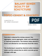 Raja Balant Singh Faculty of Architcture Topic-: Cement & Concrete