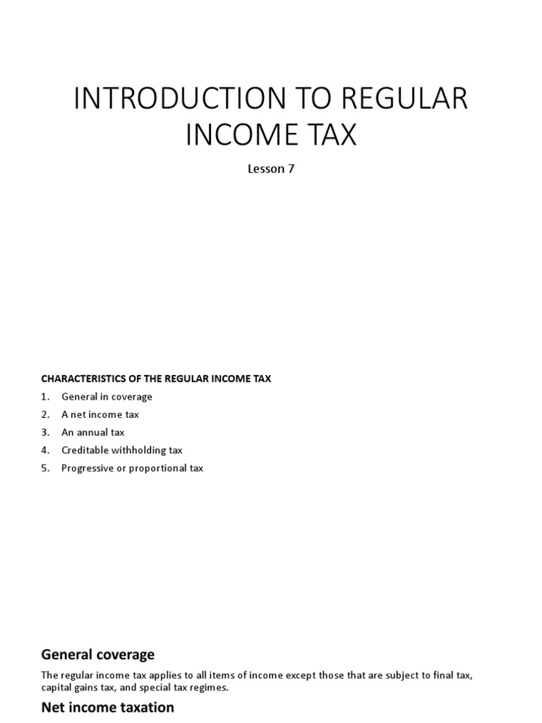 Overview of Regular Income Tax | PDF | Gross Income | Income Tax