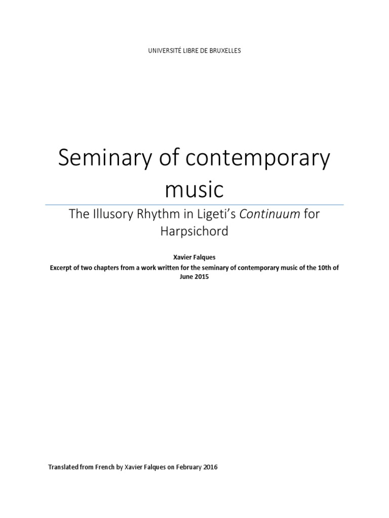 The Illusory Rythm in Ligeti's Continuum PDF Sound Perception