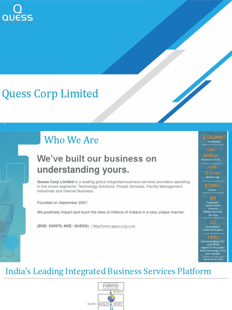 Quess Corporate Presentation Apr'18 PDF Retail Business