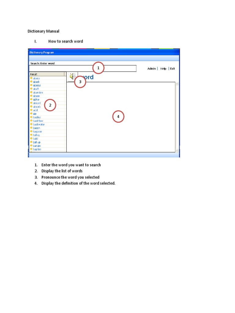 Dictionary Manual: User Guide | PDF | Login | Password