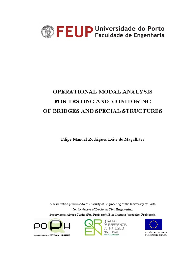 Operational Modal Analysis For Testing and Monitoring of Bridges and ...