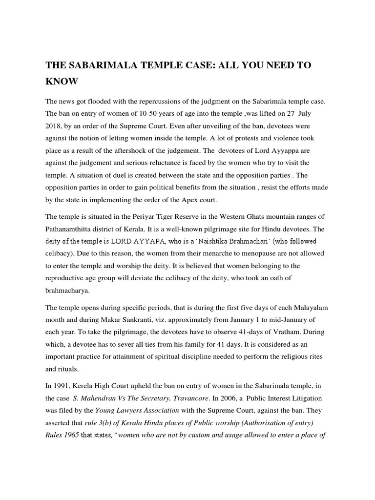 The Sabarimala Temple Case PDF Virtue Justice