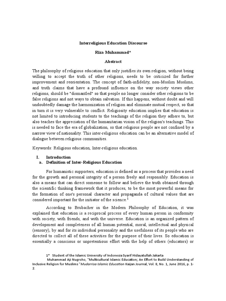 Interreligious Educational Discourse | PDF | Interfaith Dialogue ...