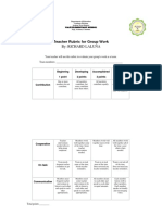 Teacher Rubric For Group Work