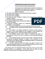 Content of The Multimodal Transport Document