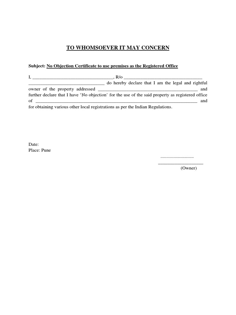 NOC Registered Office-Landlord