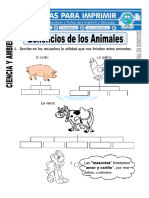 Ficha de Beneficios de Los Animales para Segundo de Primaria PDF