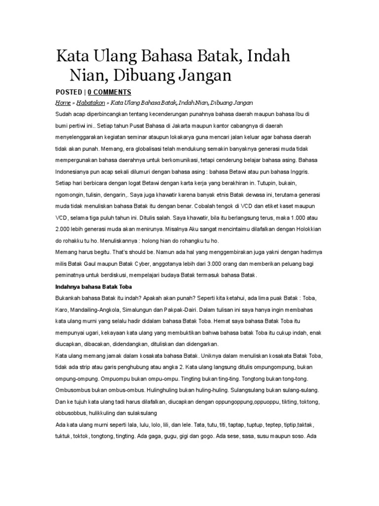 Ucapan Ulang Tahun dalam Bahasa Batak | PDF