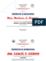 Certificate of Recognition: Mrs. Melissa L. Bardaje