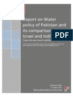 Report On Water Policy of Pakistan