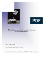 Dificultades de la escritura académica universitaria