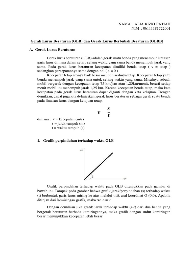 Rangkuman GLB dan GLBB Kelas 11 | PDF