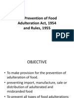 The Prevention of Food Adulteration Act, 1954 and Rules, 1955