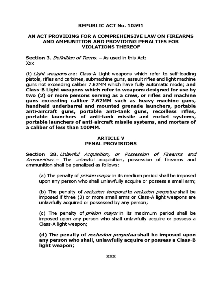 Definition of Terms. Light Weapons Reclusion Perpetua PDF