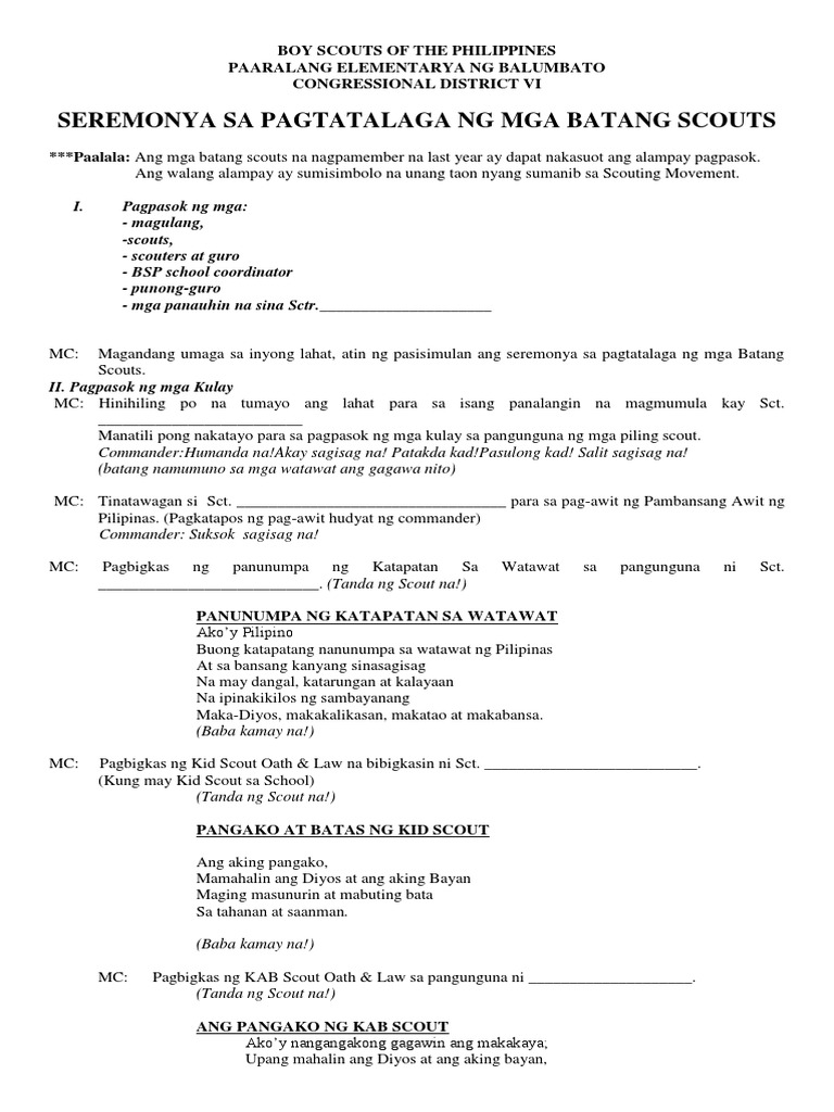 Boy Scout Investiture Script | PDF