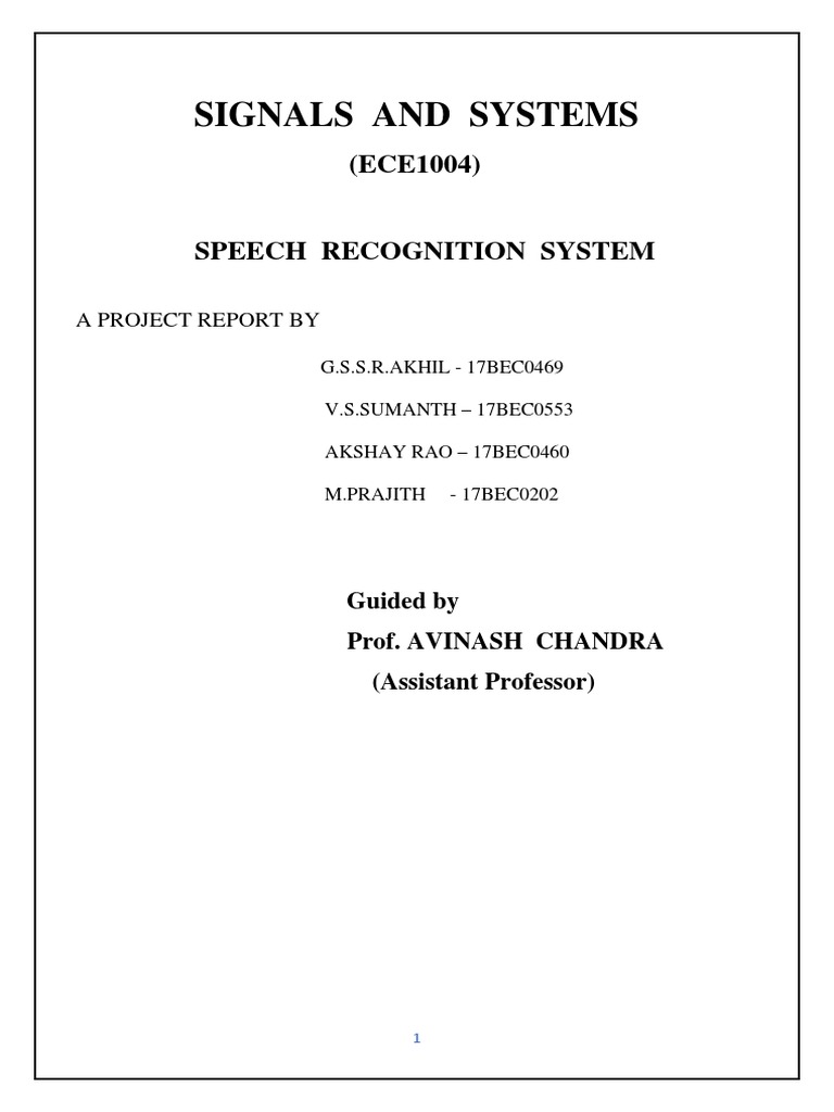 Signals Final Project Report | PDF | Speech Recognition | Computer File