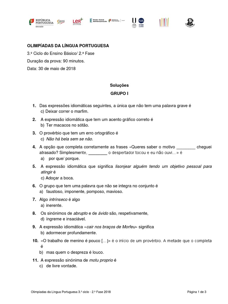 Provas Olimpíadas de Português 2018 | PDF | Portugal | Natureza