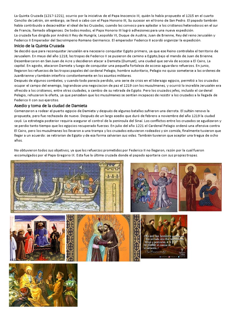 Resumen de la Quinta Cruzada (1217-1221) | PDF | Cruzadas | Edades medias
