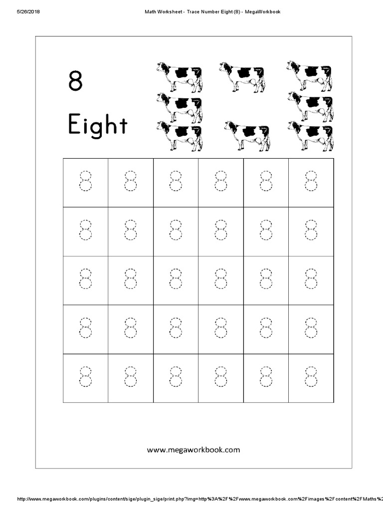 Math Worksheet - Trace Number Eight (8) - MegaWorkbook | PDF | Computers