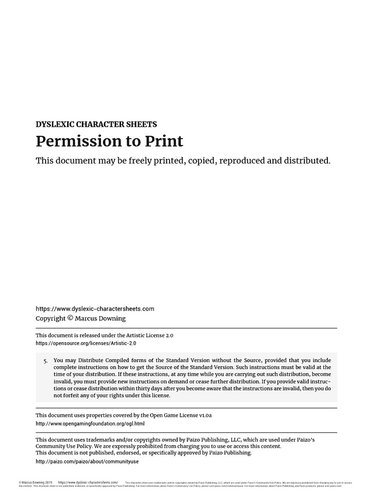 Permission To Print: This Document May Be Freely Printed, Copied ...