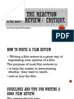 Writing The Reaction Paper - Review - Critique