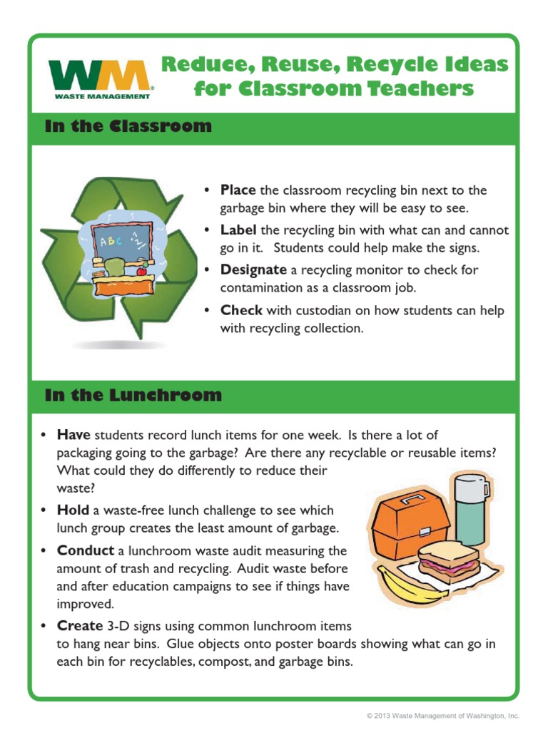Reduce, Reuse, Recycle Ideas For Classroom Teachers | PDF | Reuse |  Recycling, image size:768x1024