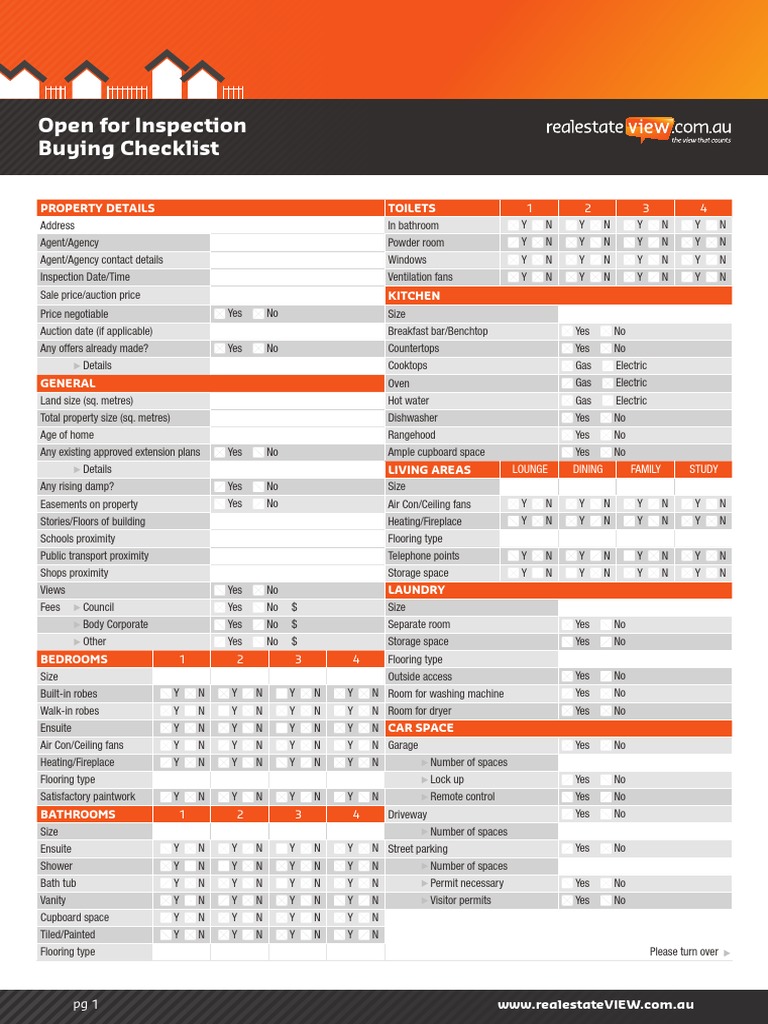 Real Estate Open Inspection Checklist | PDF | Bathroom | Home