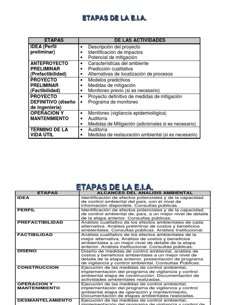 3 - Etapas de Eia | PDF | Evaluación de impacto ambiental | Ingeniería