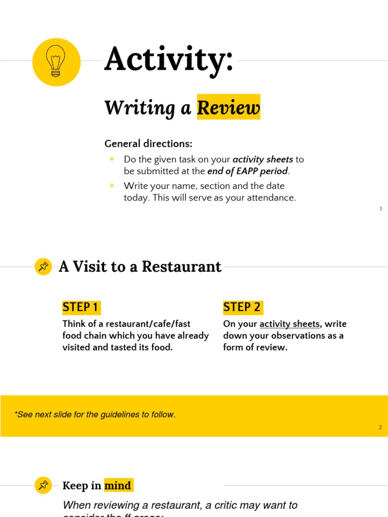 Activity Writing A Review | PDF