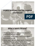 Sports Writing For The Campus Journalist