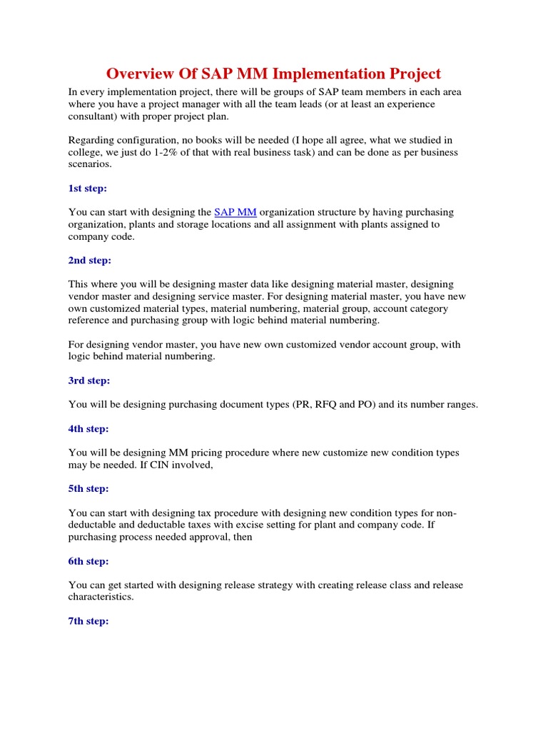 SAP MM Implementation Project Guide | PDF | Information Technology ...