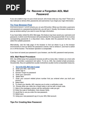 How to Easily Recover a Forgotten AOL Mail Password